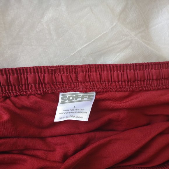 Soffe Burgundy / Maroon Printed Elasticated Waist Athletic Short Size L Lined - Picture 5 of 9